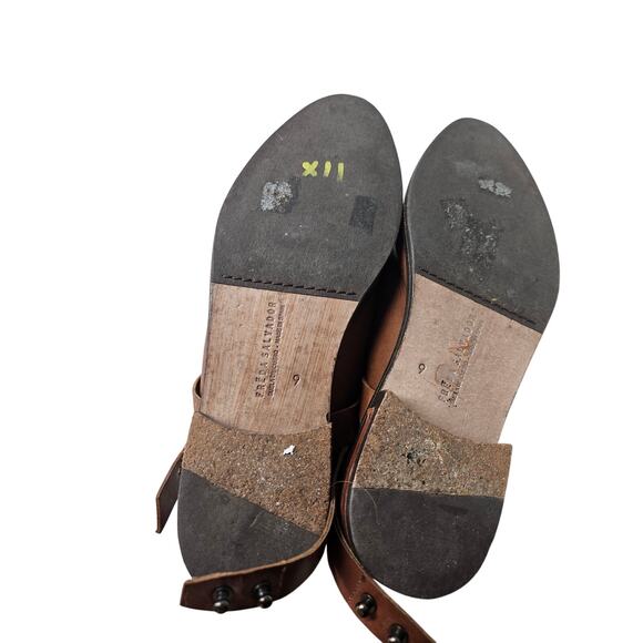 Freda Salvador 9 Brown Leather Mule Buckle Belted Western Boho Equestrian - Picture 5 of 6